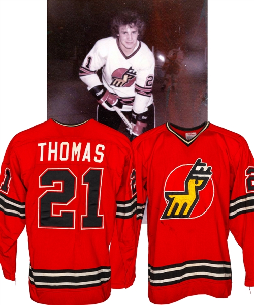 Reg Thomas 1974-75 WHA Michigan Stags Game-Worn Jersey - First and Only Season for Team in WHA