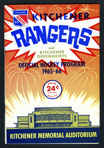 1965-66 Kitchener Rangers vs Oshawa Generals Program with Bobby Orr