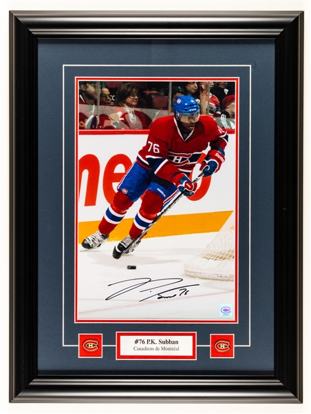 P.K. Subban, Michael Bournival and Louis Leblanc Signed Framed Photo Displays with COAs Plus Subban Montreal Canadiens Reebok Jersey 