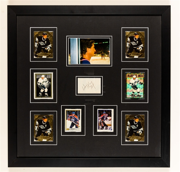 Wayne Gretzky Edmonton Oilers/Los Angeles Kings Signed Cuts Framed Montage Displays with Hockey Cards (2)