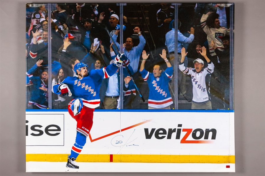 Chris Kreider New York Rangers Signed “Celebration” Canvas (39” x 48”) and Signed 16” x 20” Photo with COAs