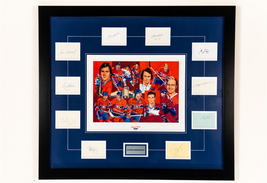 Montreal Canadiens Greats Autographed Framed Montage with 7 HOFers (32" x 36")