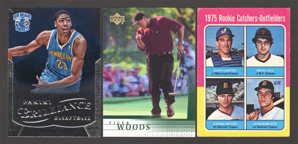 Vintage and Modern Sports Cards Collection Including 2001 Upper Deck #1 Tiger Woods Rookie and 1975 O-Pee-Chee #620 Gary Carter Rookie