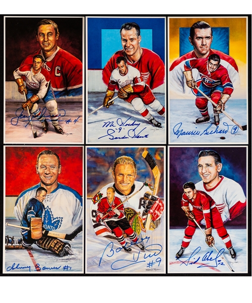 1992-96 Doug West "Legends of Hockey" 90-Postcard Set with 48 Signed Including 31 Deceased HOFers