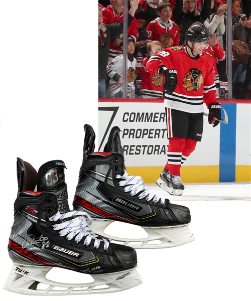 Patrick Kane’s 2019-20 Chicago Black Hawks Signed Bauer Vapor Game-Used Skates with Team LOA - Photo-Matched!