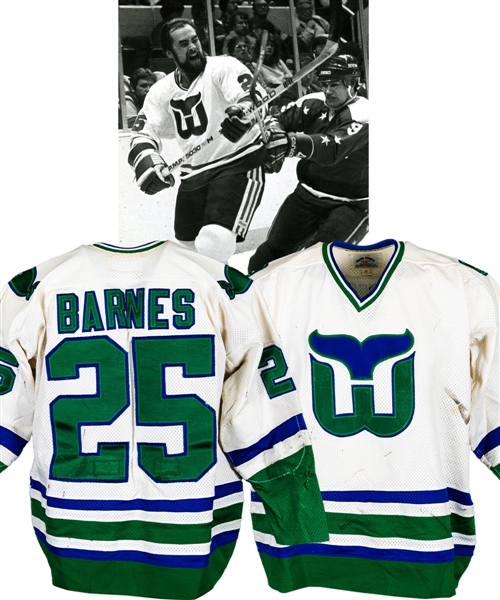 Norm Barnes 1980-81 Hartford Whalers Game-Worn Jersey - Team Repairs!