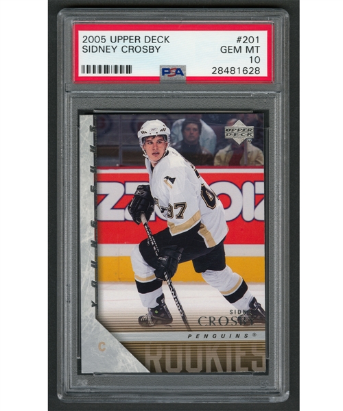 2005-06 Upper Deck Young Guns Hockey Card #201 Sidney Crosby Rookie - Graded PSA GEM MT 10