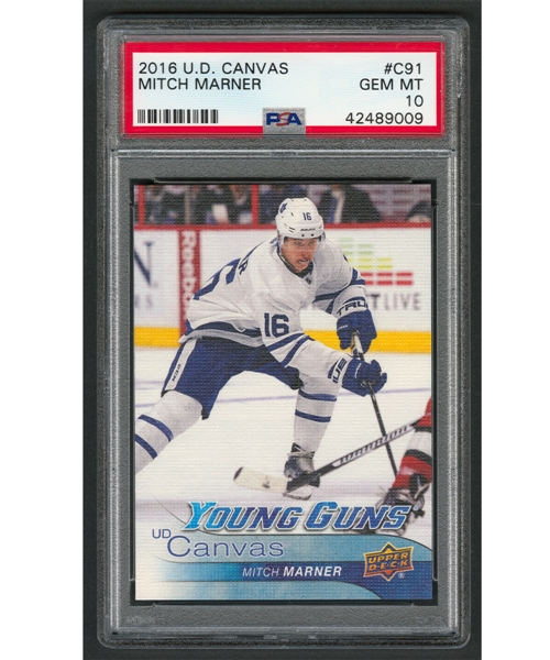 2016-17 Upper Deck Young Guns Canvas Hockey Card #C91 Mitch Marner Rookie - Graded PSA GEM MT 10