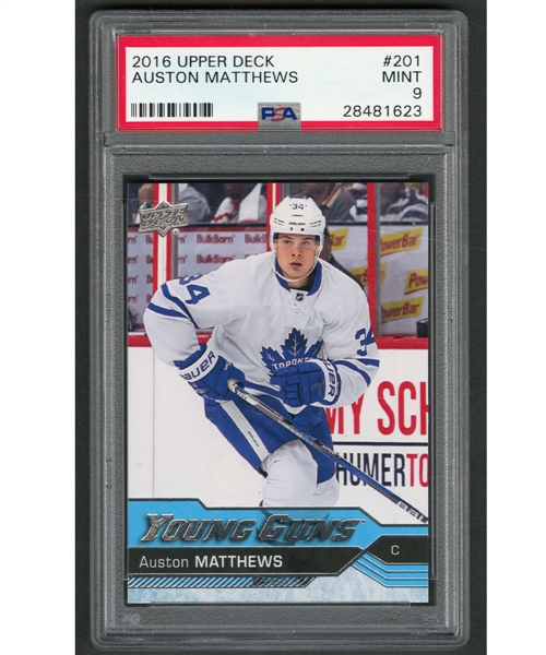 2016-17 Upper Deck Young Guns Hockey Card #201 Auston Matthews Rookie - Graded PSA 9