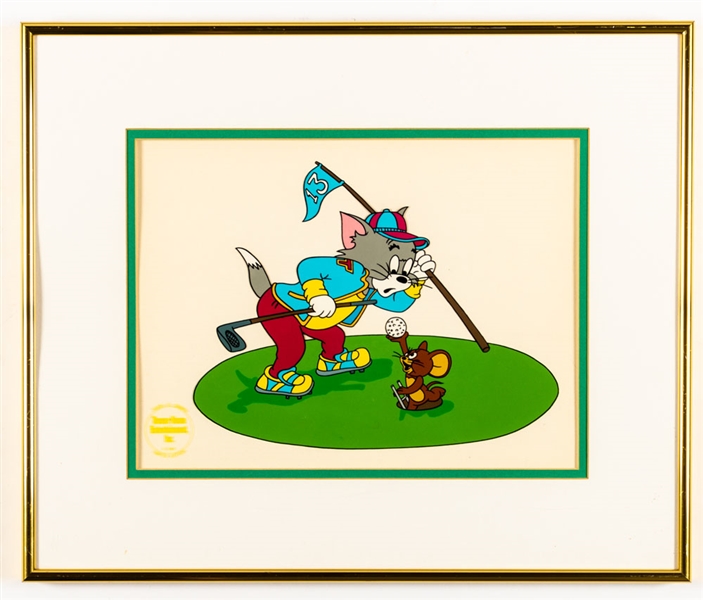 Turner Home Entertainment Tom and Jerry Golfing Framed Limited-Edition Serigraph Cel and Hanna-Barbera Cartoons Flintstones Golfing Publicity Cel (2) 