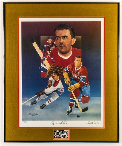 Maurice Richard Montreal Canadiens Signed Limited-Edition #202/500 Framed Christopher Paluso Lithograph (23” x 28”)