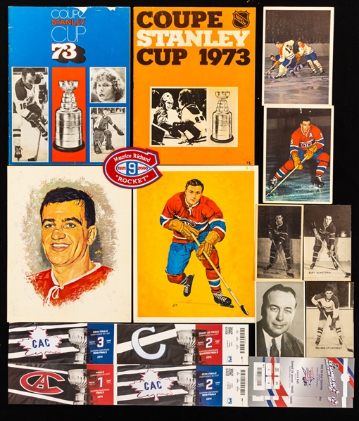 Vintage Montreal Canadiens Memorabilia Collection Including Molson Team Pictures, Exhibit Cards, Bee Hives, Tickets and More! 