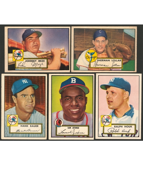 1952 Topps Baseball Card Collection of 104 Different Including Yankees Mize, Houk RC, Bauer and Woodling