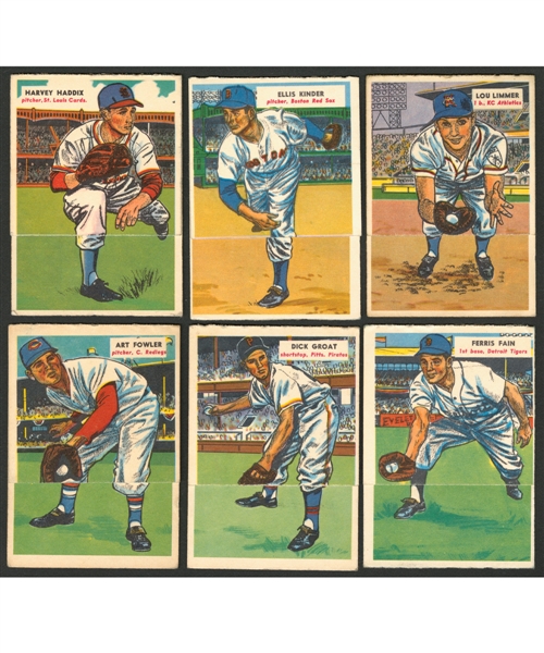 1955 Topps Double Header Baseball Card Collection of 22 Including Lopat/Haddix and Gilliam/Kinder