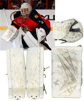 Tim Thomas 2013-14 Florida Panthers Photo-Matched Game-Worn Pads, Glove and Blocker Plus Game-Issued Graf Skates with His Signed LOA