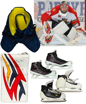 Tim Thomas 2013-14 Florida Panthers Photo-Matched Game-Used Blocker, Warrior Game-Worn Pants, Graf Game-Used Skates and Bauer Game-Issued Skates with His Signed LOA