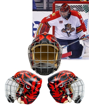 Tim Thomas 2013-14 Florida Panthers/Dallas Stars Game-Worn Goalie Mask by Steve Nash (Eyecandyair)/Tony Priolo (Sportmask) with His Signed LOA - Photo-Matched!