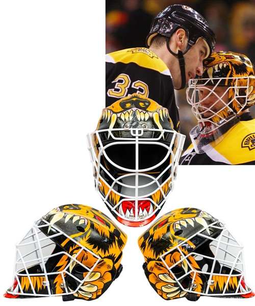 Tim Thomas 2007-08 Boston Bruins Game-Worn Goalie Mask by Eyecandyair/Sportmask with His Signed LOA - Photo-Matched Throughout the Season Including All-Star Game and Playoffs!