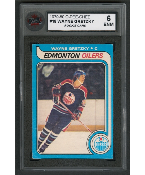 1979-80 O-Pee-Chee Hockey Card #18 HOFer Wayne Gretzky Rookie - Graded KSA 6