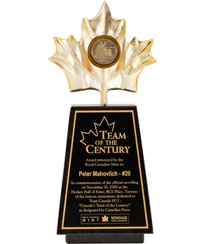 Peter Mahovlichs Team Canada 1972 "Team of the Century" Trophy with His Signed LOA
