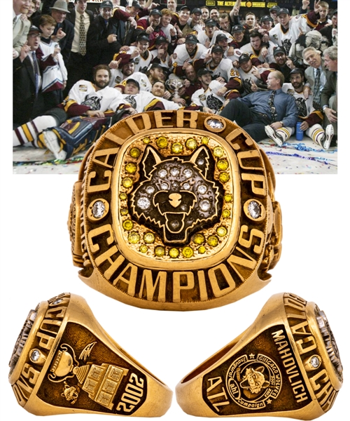 Peter Mahovlichs 2001-02 AHL Chicago Wolves Calder Cup Championship 10K Gold and Diamond Ring with His Signed LOA