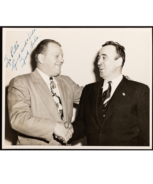Deceased HOF Turk Broda Vintage-Signed Photo from Peter Mahovlichs Personal Collection with His Signed LOA
