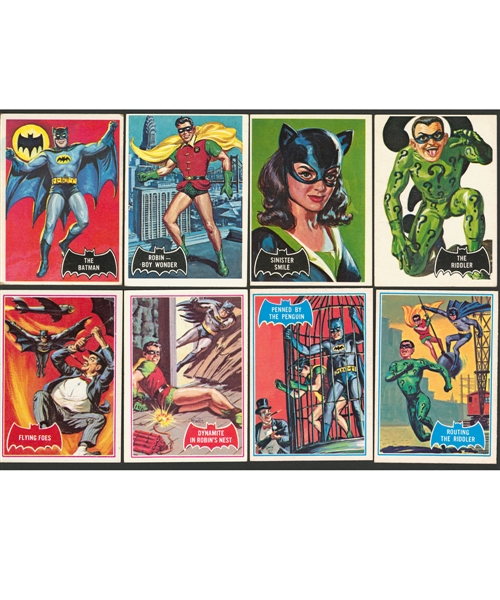 1966 Batman Topps "Black Bat" Complete 55-Card Set, "Red Bat" Complete 44-Card Set and O-Pee-Chee "Blue Bat" Complete 44-Card Set Plus Assorted Non-Sport Cards/Items