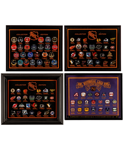 Peter Mahovlichs Sports Pins Collection Including Framed Hockey Pin Sets (4) with His Signed LOA