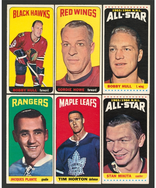 1964-65 Topps Hockey "Tall Boys" Complete 110-Card Set Including 5 PSA-Graded Cards