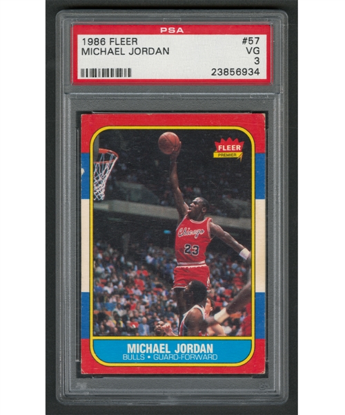 1986-87 Fleer Basketball Card #57 Michael Jordan Rookie - Graded PSA 3