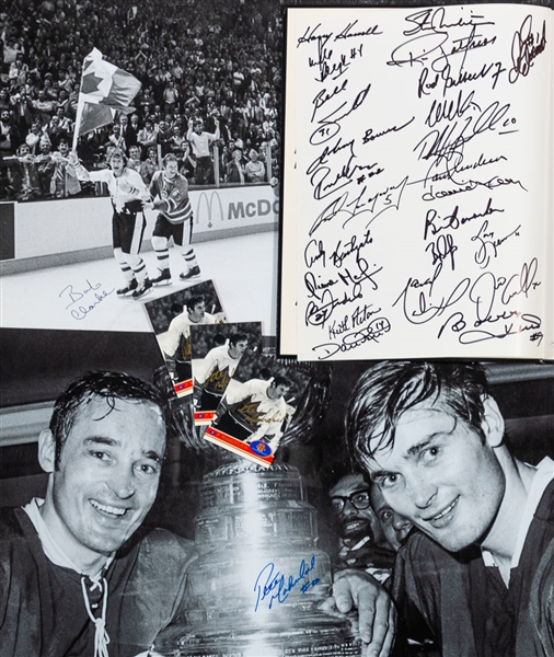 Peter Mahovlichs Hockey Autograph Collection Including Orr, Howe and Hockey Hall of Fame Legends Book Signed by 37 with His Signed LOA