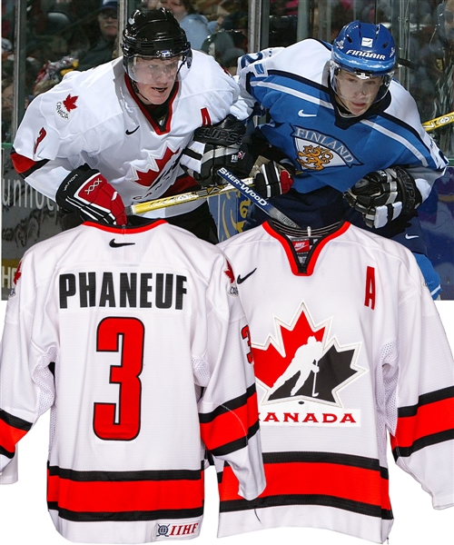 Dion Phaneufs 2005 IIHF World Junior Championship Team Canada Game-Worn Alternate Captains Jersey with Hockey Canada LOA 