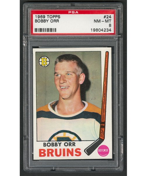 1969-70 Topps Hockey Card #24 HOFer Bobby Orr - Graded PSA 8