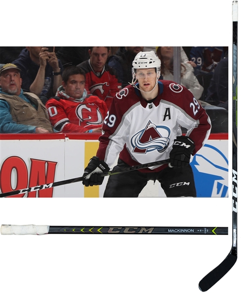 Nathan McKinnons 2019-20 Colorado Avalanche CCM Ribcore Trigger Game-Used Stick – Lady Byng Trophy Season! 