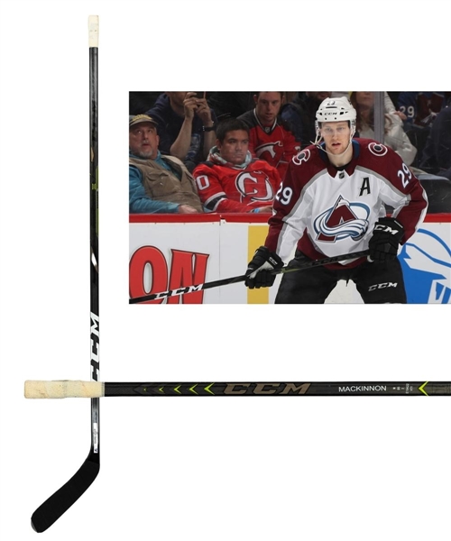 Nathan MacKinnons 2019-20 Colorado Avalanche CCM Ribcore Trigger Game-Used Stick – Lady Byng Trophy Season!