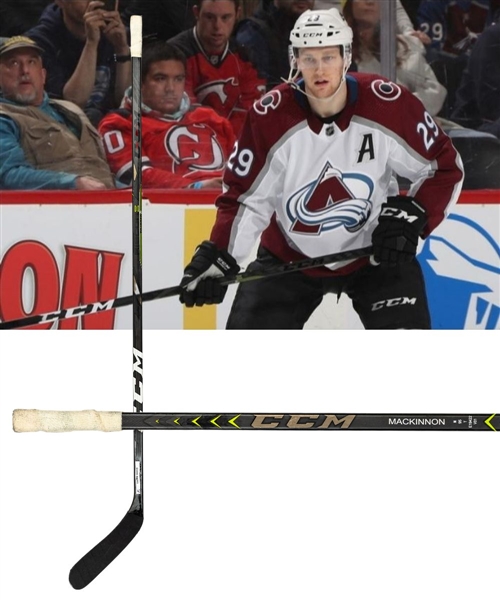 Nathan MacKinnons 2019-20 Colorado Avalanche CCM Ribcore Trigger Game-Used Stick – Lady Byng Trophy Season!