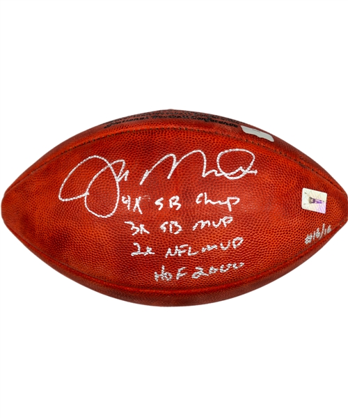 Joe Montana Signed Limited-Edition Official NFL Football #16/16 with Display Case - Numerous Annotations - Radtke Sports Authenticated