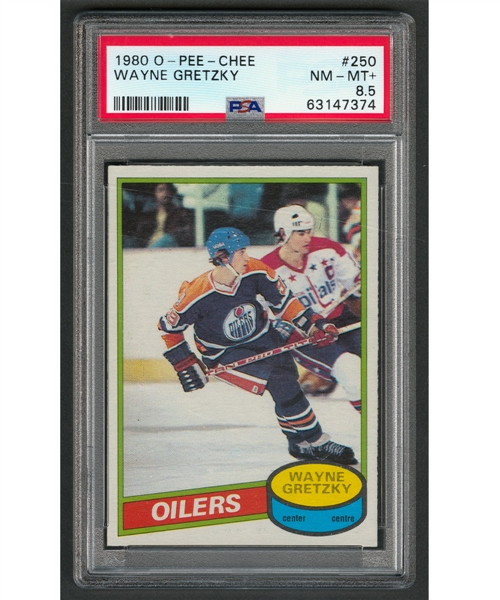 1980-81 O-Pee-Chee Hockey Card #250 HOFer Wayne Gretzky - Graded PSA 8.5