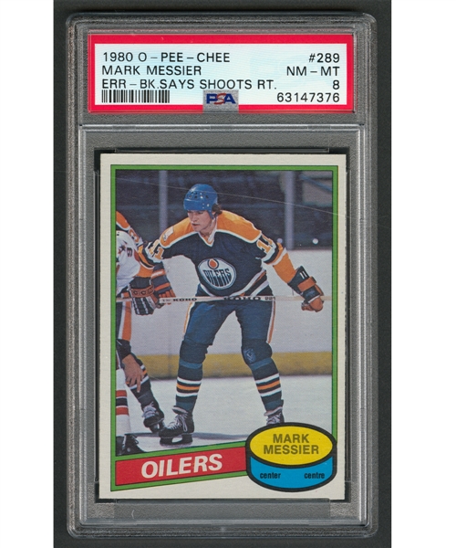 1980-81 O-Pee-Chee Hockey Card #289 HOFer Mark Messier Rookie - Graded PSA 8