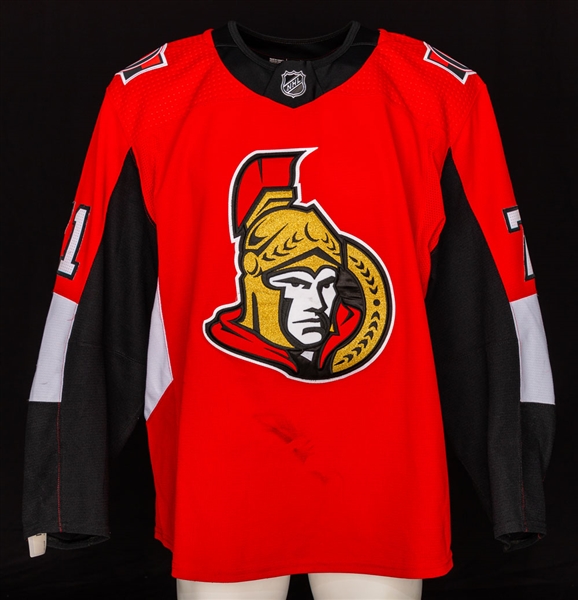 Chris Tierneys 2018-19 Ottawa Senators Game-Worn Jersey with Team COA - Team Repairs!