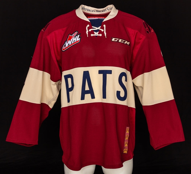 Cale Fleurys 2017-18 WHL Regina Pats "100th Anniversary Season" Game-Worn Alternate Jersey - Regina Pats and Memorial Cup 100th Anniversary Patches!