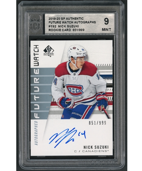 2019-20 Upper Deck SP Authentic Future Watch Autographs #192 Nick Suzuki Rookie Card (851/999) - Graded ACA 9