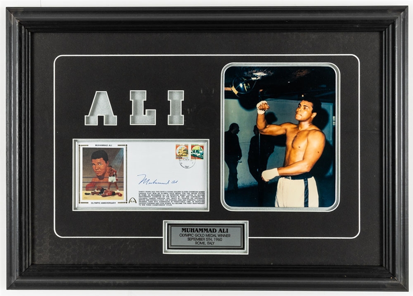 Muhammad Ali 1960 Rome Olympics Gold Medal Winner Signed 30th Anniversary Gateway Cachet Framed Display with COA (19" x 27")