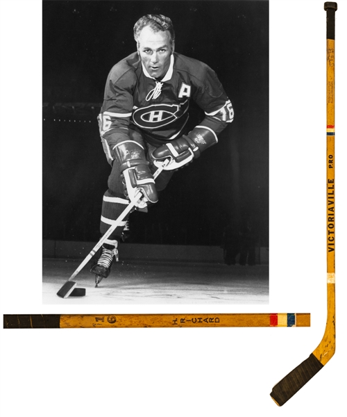 Henri Richards Late-1960s Early-1970s Montreal Canadiens Signed Victoriaville Pro Game-Used Stick