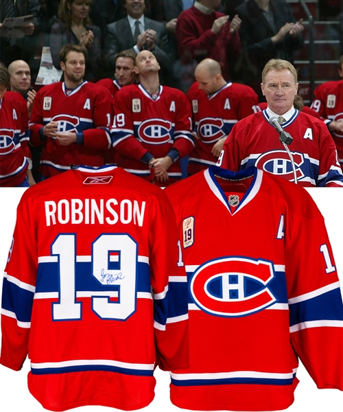 Steve Begins November 19th 2007 "Larry Robinson Jersey Retirement Night" Ceremony Worn Jersey with His Signed LOA - Signed by Larry Robinson