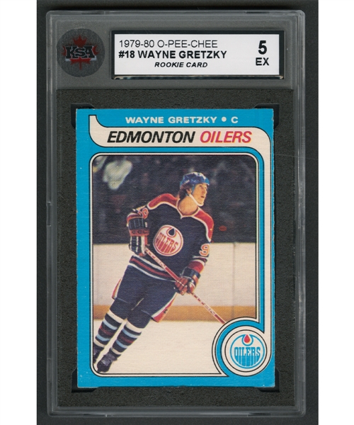 1979-80 O-Pee-Chee Hockey Card #18 HOFer Wayne Gretzky Rookie - Graded KSA 5