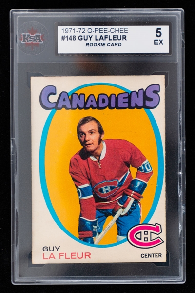 1971-72 O-Pee-Chee Hockey Card #148 HOFer Guy Lafleur Rookie - Graded KSA 5