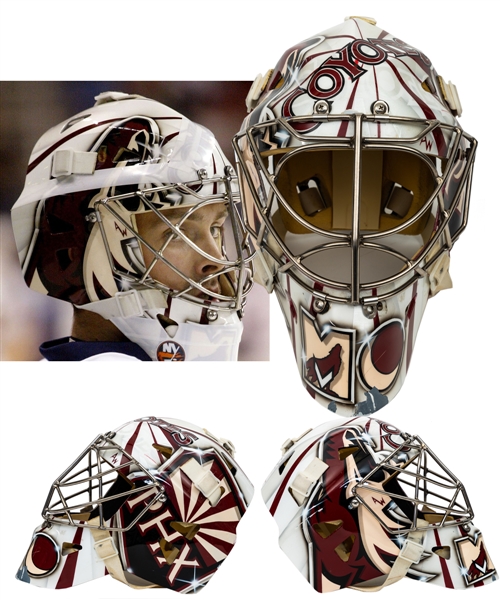 Mike Morrison’s 2006-07 Phoenix Coyotes (Regular-Season) / 2007-08 New York Islanders (Preseason) Signed Warwick Goalie Mask – Photo-Matched! 