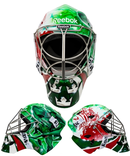 Mikael Tellqvist’s 2009-10 KHL Ak-Bars Kazan Reebok Game-Worn Goalie Mask – Photo-Matched! 