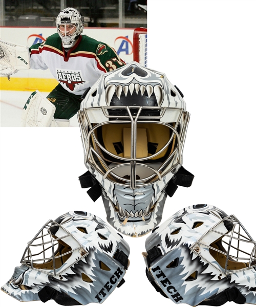 Josh Harding’s 2004-05 AHL Houston Aeros Itech Game-Worn Goalie Mask – Photo-Matched! 